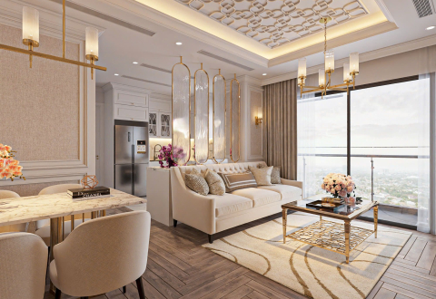 Căn hộ chung cư cao cấp, với phong cách thiết kế tân cổ điển sang trọng